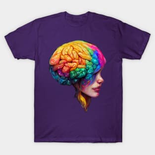 Creative Colourful Human Brain T-Shirt